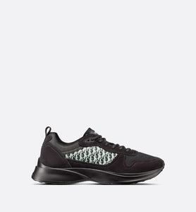 B25 Runner Sneaker • Black Suede and Technical Mesh with Black and White Dior Oblique Canvas