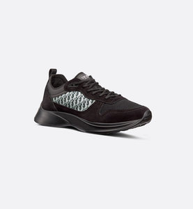 B25 Runner Sneaker • Black Suede and Technical Mesh with Black and White Dior Oblique Canvas