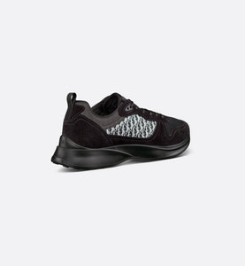 B25 Runner Sneaker • Black Suede and Technical Mesh with Black and White Dior Oblique Canvas