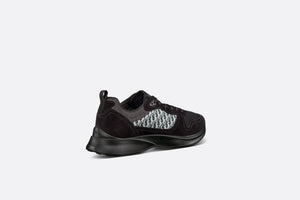 B25 Runner Sneaker • Black Suede and Technical Mesh with Black and White Dior Oblique Canvas