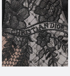 Naughtily-D Ankle Boot • Black Transparent Mesh and Suede Embroidered with Dior Roses Motif