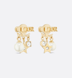 Dio(r)evolution Earrings • Gold-Finish Metal, White Resin Pearls and White Crystals