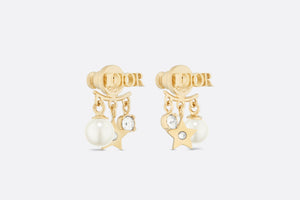 Dio(r)evolution Earrings • Gold-Finish Metal, White Resin Pearls and White Crystals