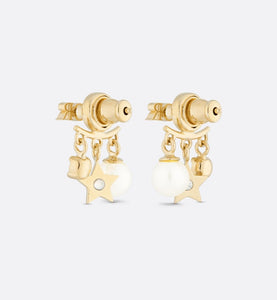 Dio(r)evolution Earrings • Gold-Finish Metal, White Resin Pearls and White Crystals