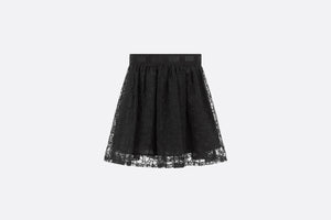 Kid's Flared Skirt • Black Embroidered Tulle with Dior Oblique Pearl Motif