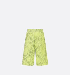 Kid's Track Shorts • Anise Green Cotton Fleece with Gray Dior Oblique Pearl Motif