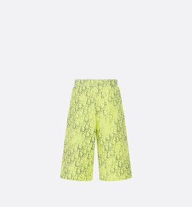 Kid's Track Shorts • Anise Green Cotton Fleece with Gray Dior Oblique Pearl Motif