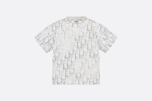 Baby T-Shirt • Ivory Cotton Jersey with Silver-Tone Dior Oblique Pearl Motif