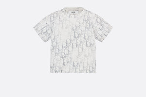 Baby T-Shirt • Ivory Cotton Jersey with Silver-Tone Dior Oblique Pearl Motif