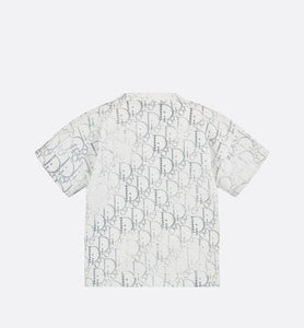 Baby T-Shirt • Ivory Cotton Jersey with Silver-Tone Dior Oblique Pearl Motif