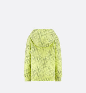 Kid's Hooded Sweatshirt • Anise Green Cotton Fleece with Gray Dior Oblique Pearl Motif