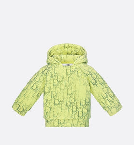Baby Hooded Sweatshirt • Anise Green Cotton Fleece with Gray Dior Oblique Pearl Motif