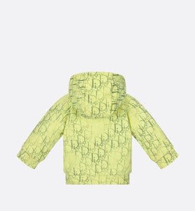 Baby Hooded Sweatshirt • Anise Green Cotton Fleece with Gray Dior Oblique Pearl Motif