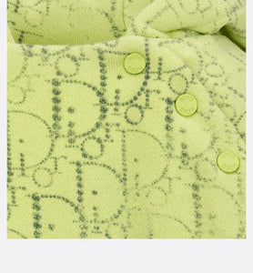 Baby Hooded Sweatshirt • Anise Green Cotton Fleece with Gray Dior Oblique Pearl Motif