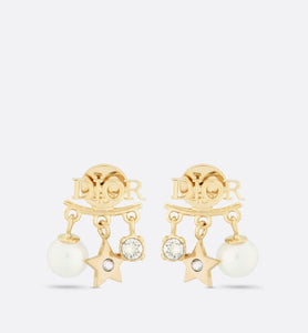 Dio(r)evolution Earrings • Gold-Finish Metal, White Resin Pearls and White Crystals