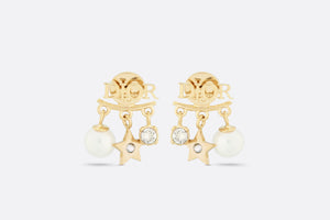 Dio(r)evolution Earrings • Gold-Finish Metal, White Resin Pearls and White Crystals
