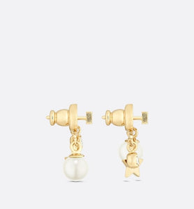 Dio(r)evolution Earrings • Gold-Finish Metal, White Resin Pearls and White Crystals