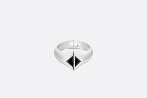 CD Diamond Ring • Silver-Finish Brass and Black Resin