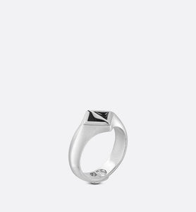 CD Diamond Ring • Silver-Finish Brass and Black Resin