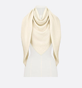 D-Oblique Shawl • White Wool, Silk and Cashmere
