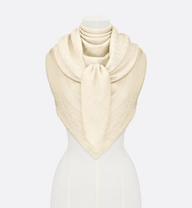 D-Oblique Shawl • White Wool, Silk and Cashmere