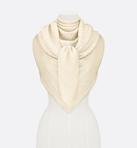D-Oblique Shawl • White Wool, Silk and Cashmere