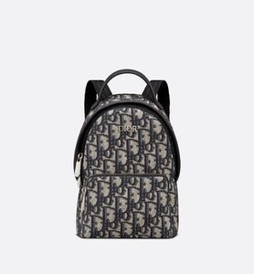 Kid's Mini Rider Backpack • Beige and Blue Dior Oblique Jacquard
