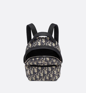 Kid's Mini Rider Backpack • Beige and Blue Dior Oblique Jacquard