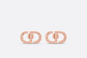 Petit CD Stud Earrings • Pink-Finish Metal and Pink Crystals