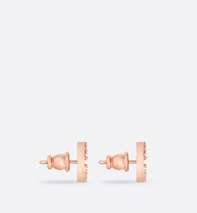 Petit CD Stud Earrings • Pink-Finish Metal and Pink Crystals