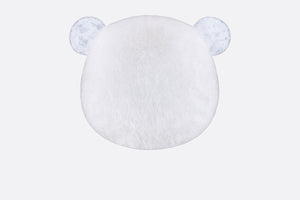 Bear Head Stuffed Toy • Ivory Faux Fur and Cotton Jersey Printed with Gray Toile de Jouy