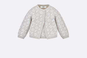 Baby Cardigan • Ivory Wool and Cashmere Jacquard Knit with Gray Stars