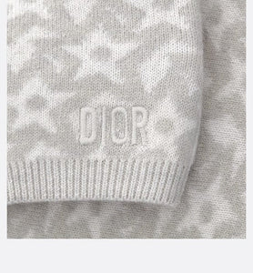 Baby Cardigan • Ivory Wool and Cashmere Jacquard Knit with Gray Stars