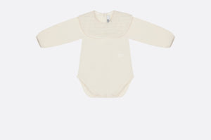 Baby Long-Sleeved Onesie • Ivory Jersey and Cotton Voile with Gold-Tone Cannage