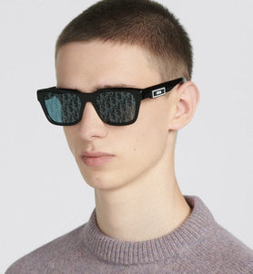 DiorB23 S1I • Black Rectangular Sunglasses with Dior Oblique Motif