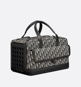 Dior Hit The Road Pet Carrier Bag • Beige and Black Dior Oblique Jacquard and Black Smooth Calfskin