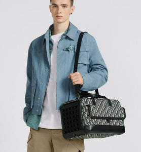 Dior Hit The Road Pet Carrier Bag • Beige and Black Dior Oblique Jacquard and Black Smooth Calfskin