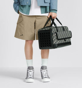 Dior Hit The Road Pet Carrier Bag • Beige and Black Dior Oblique Jacquard and Black Smooth Calfskin