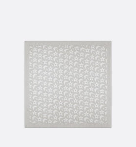 Baby Blanket • Ivory Wool and Cashmere Jacquard Knit with Gray Stars