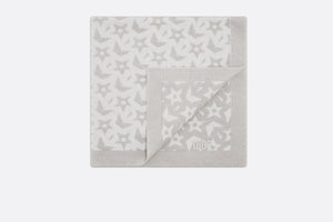Baby Blanket • Ivory Wool and Cashmere Jacquard Knit with Gray Stars
