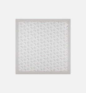 Baby Blanket • Ivory Wool and Cashmere Jacquard Knit with Gray Stars