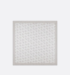 Baby Blanket • Ivory Wool and Cashmere Jacquard Knit with Gray Stars