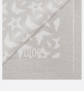 Baby Blanket • Ivory Wool and Cashmere Jacquard Knit with Gray Stars