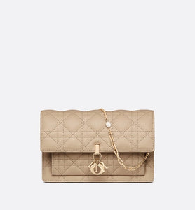 Lady Dior Chain Pouch • Sand-Colored Cannage Lambskin