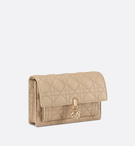 Lady Dior Chain Pouch • Sand-Colored Cannage Lambskin