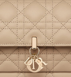 Lady Dior Chain Pouch • Sand-Colored Cannage Lambskin