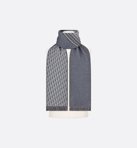 Dior Oblique Scarf • Gray and White Wool