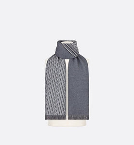 Dior Oblique Scarf • Gray and White Wool