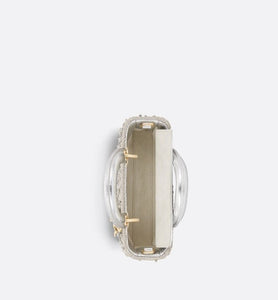 Lady D-Joy Micro Bag • Silver-Tone Satin with Gradient Bead Embroidery