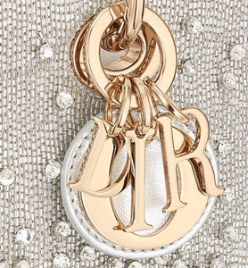Lady D-Joy Micro Bag • Silver-Tone Satin with Gradient Bead Embroidery